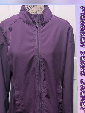 Monarch Women's Purple Zip Scrub Jacket